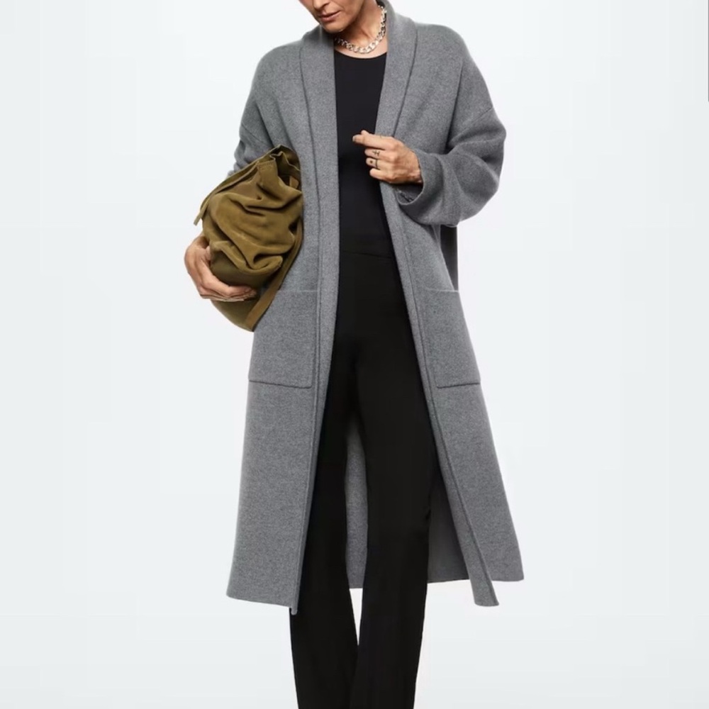 Mango Heather Gray Knit Cardigan